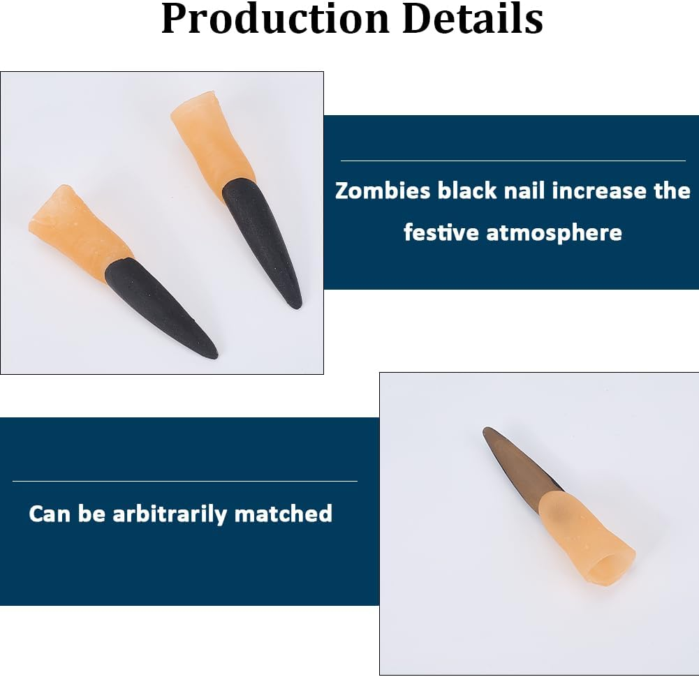GORGECRAFT Pack of 10 Vampire Finger Halloween Finger Claws Vinyl Witch Fingernails Zombie Scary Long Sharpener Arrow Costume Nail Cover Props for Halloween April Fool'S Day Cosplay Gifts Make image number 2
