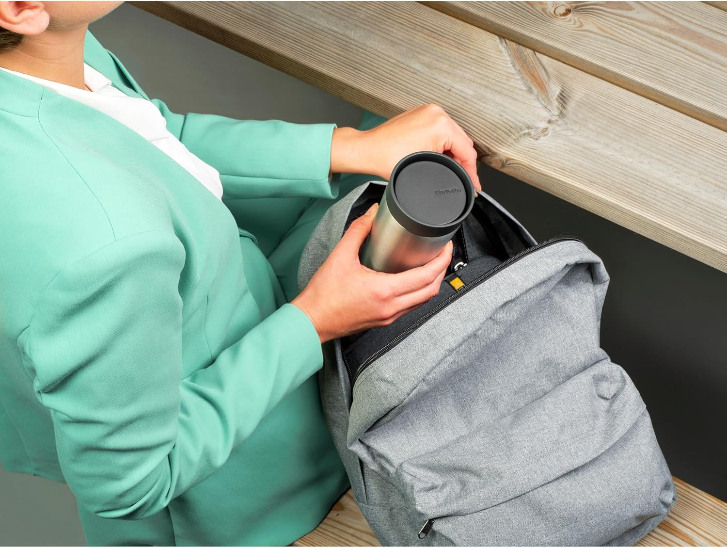 Brabantia Make & Take Medium Insulated Thermos Cup (360Ml / Dark Grey)