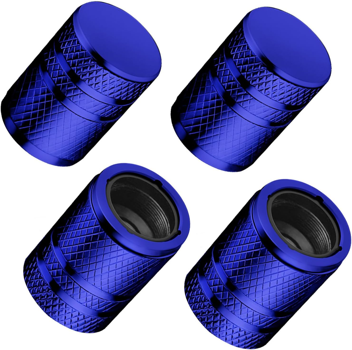 Tire Valve Stem Caps - (4 Pack) Premium Metal Air Caps with Plastic Liner, Durable, Corrosion Resistant and Leak-Proof, Universal Fit for Cars, Trucks, Motorcycles, and Bikes - Black