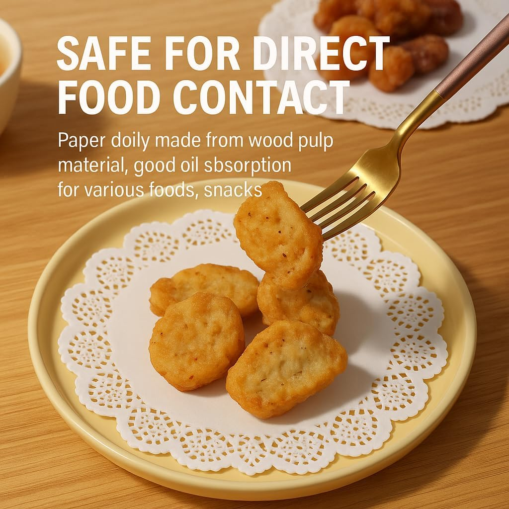 SYGELER 150 Pack White Paper Doilies,Lace Paper Placemat for Cake, Food, Dessert -Elegant， Disposable Lace Paper Doilies for Any Occasion(16.5Cm, 21.6Cm, 26.7Cm) image number 3