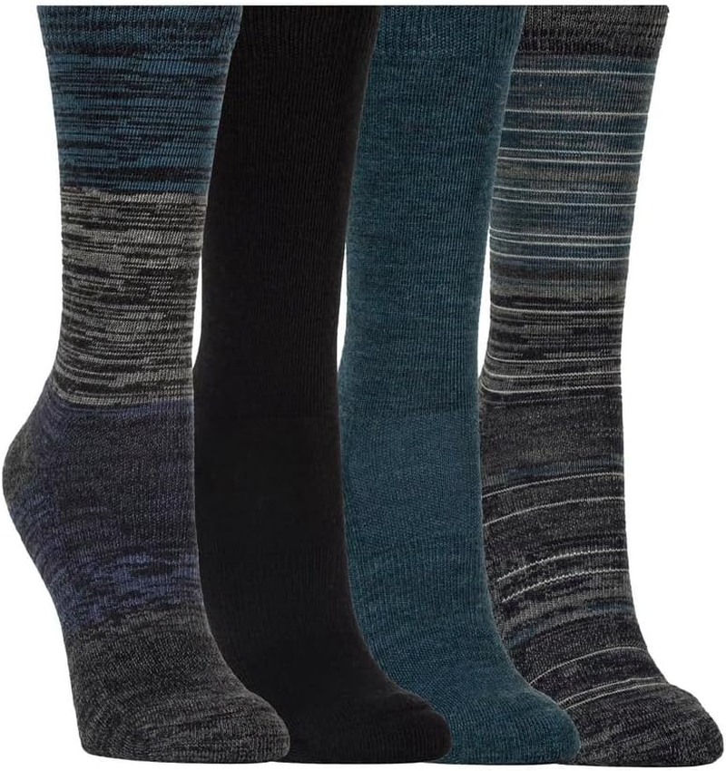 KIRKLAND Signature Ladies' Extra-Fine Merino Wool Crew Socks, Blue, 4 Pairs, Blue