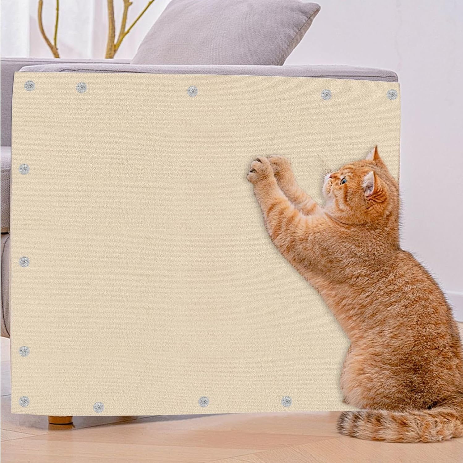 Self-Adhesive Cat Scratching Boards, Cat Scratching Mat, Cat Wall, DIY Trimmable Carpet Mat Pad Cat Scratching Boards, Cat Sofa Cat Rug for Scratching Post (4 Pieces, 100 Cm X 30 Cm) image number 1