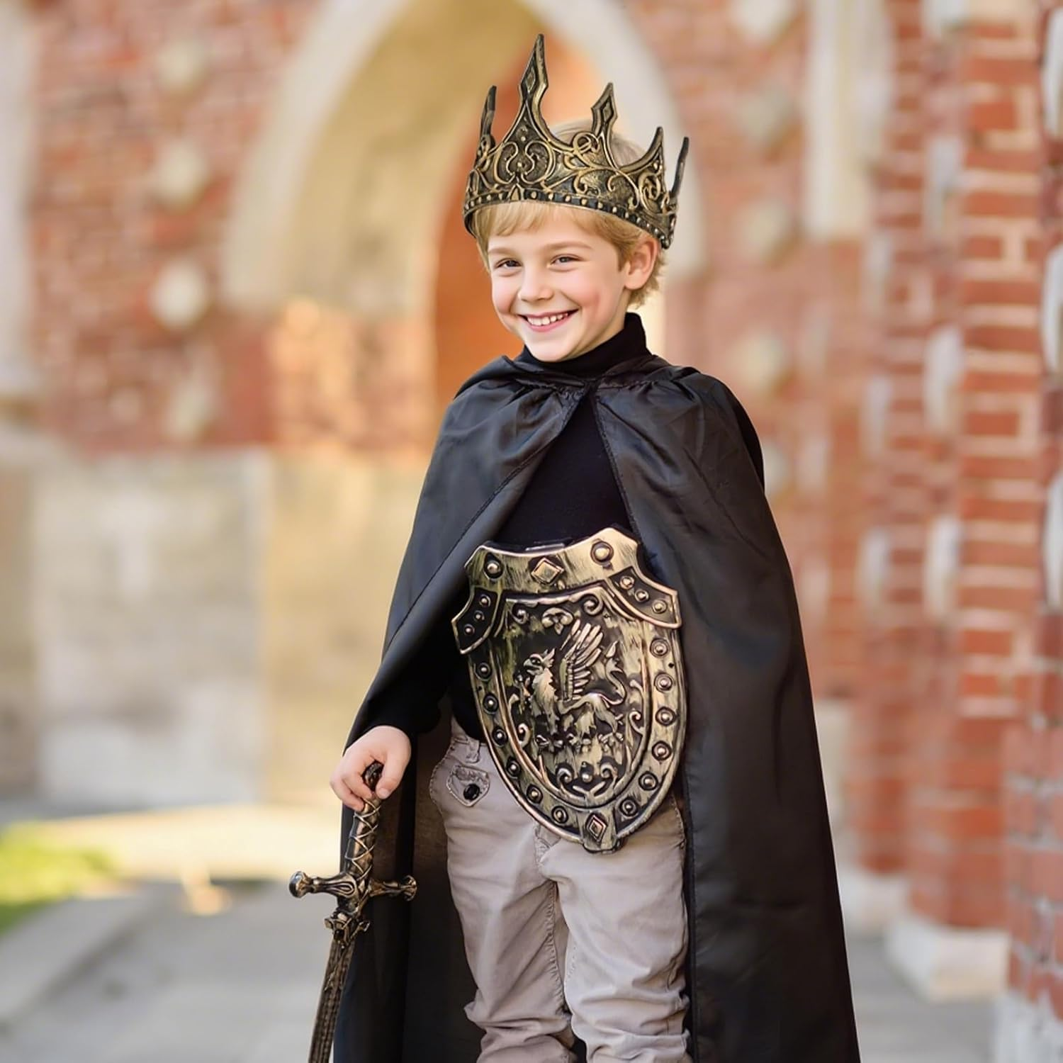 OJIOUI 1Pcs King Crown Props Adjustable Royal Crown Medieval King Costume Accessories for Halloween Cosplay