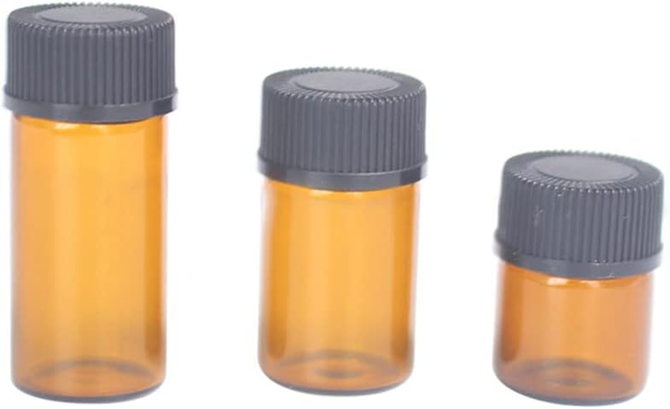 YUNFANG 100Pcs 2Ml Amber Glass Essential Oil Bottles with Black Caps for Oil, Perfume, Samples