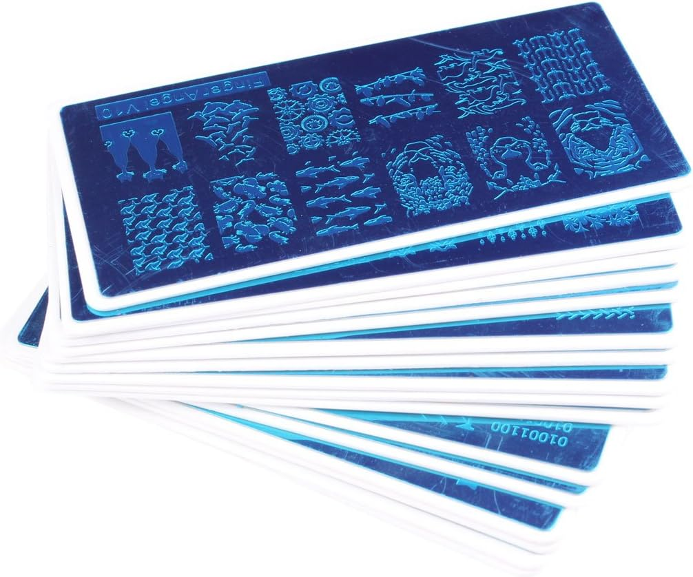 16Pcs Different Design Nail Art Stamping Plates with White Holder Nail Template + 1 Pcs Square Green Rubber Stamper DIY Nail Art Image Stamp Plates Manicure Template Nail Art Tools image number 2