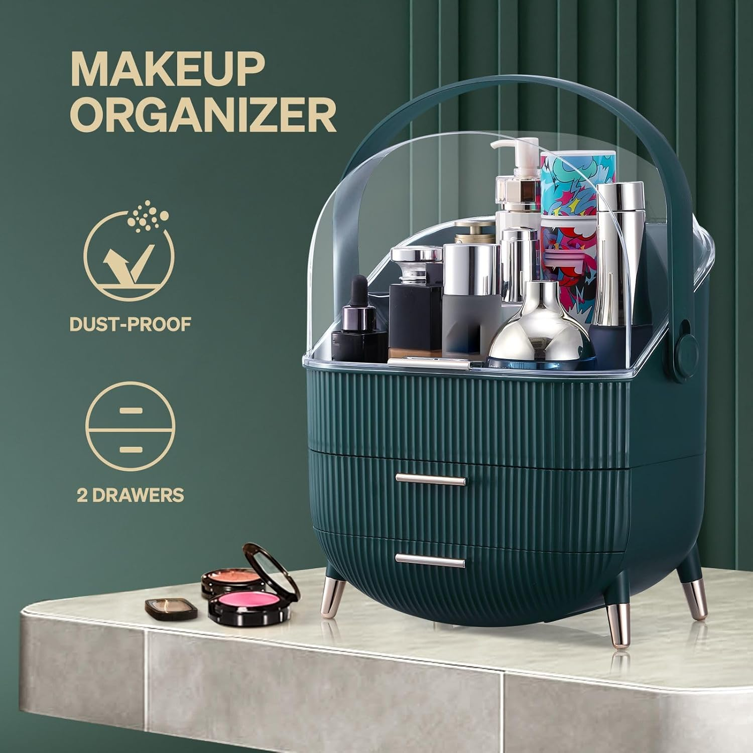 MAXKON Makeup Storage Case Organiser Cosmetic Display Drawer Jewellery Box Holder Stand Portable