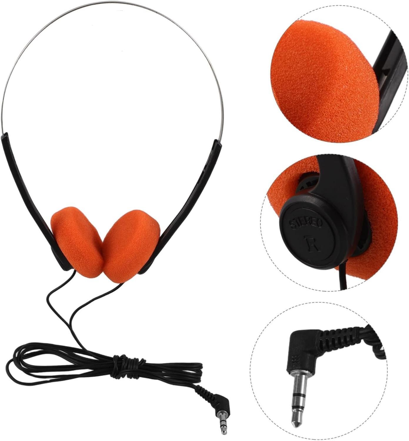 Mikinona Adjustable Ear Educational Headphones with Cushioned Ear Pads for Safe Listening Comfortable Headband Classic Retro Design Lightweight and Portable for Students in Classroom And image number 3