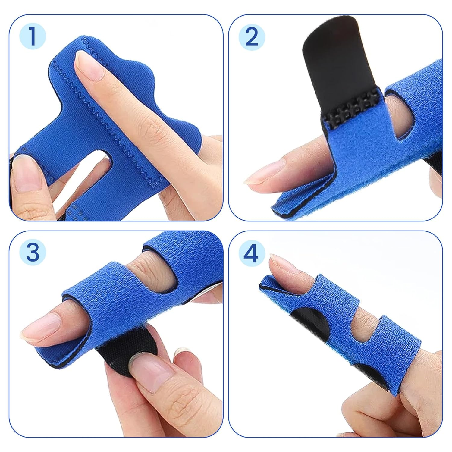 3 Pcs Finger Splints, Adjustable Trigger Finger Splint Breathable Finger Straightener for Bent Fingers Mallet Finger Splint for Broken Pinky Little Middle Thumb Finger