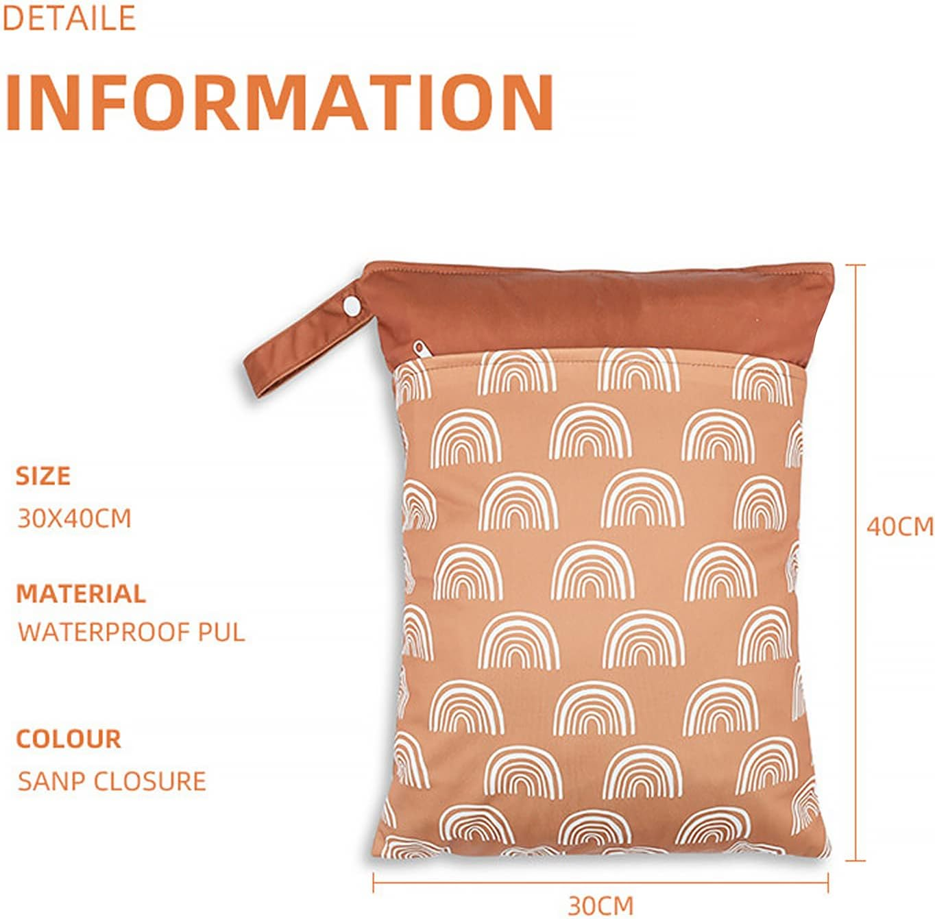 Wet Dry Bags for Baby Cloth Diapers & Breast Pump Parts, Waterproof Reusable Wet Bag with Two Zippered Pockets & Handle, Beach Pool Gym Bag Stroller Yoga Toiletries Daycare Organizer - C image number 4