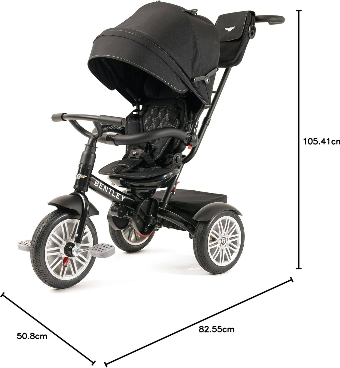 Bentley Trike - All Terrain Toddler Bike 6-In-1, Officially Licensed & Designed by Bentley Motors UK; Baby to Big Kid Tricycle Is a Compelling Statement of Performance and Luxury, Onyx Black (10M-5Y) image number 6