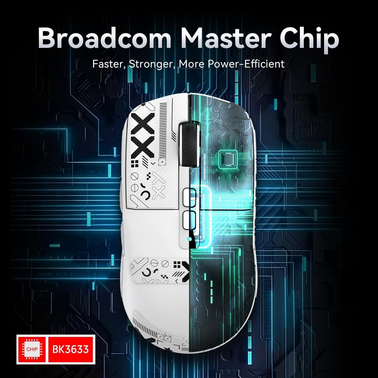 MAMBASNAKE ATTACK SAHRK X6 Wireless Gaming Mouse,49G Ultralight RGB Magnetic Charging Base,Tri-Mode 2.4G/Bt5.2/Wired,Paw3395 Sensor 26KDPI, G502 Programmable Mice for Win/Mac-White&Tape image number 3