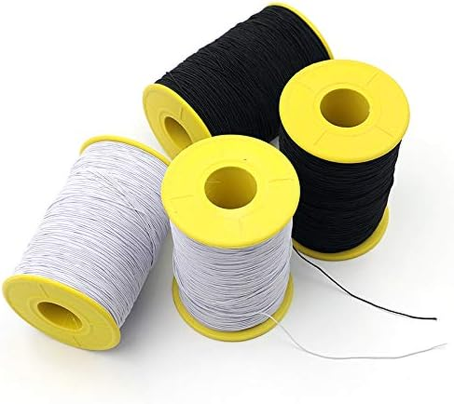 Welliestr (2 Rolls) White and Black Elastic Thread 547 Yard Package 0.5Mm Thickness image number 2
