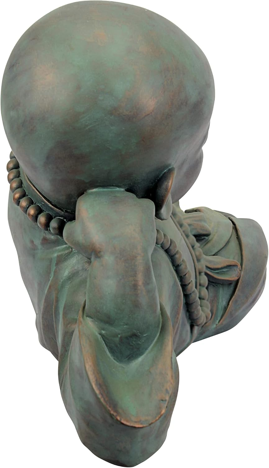Design Toscano EU22736 Resting Serene Baby Buddha Garden Statue, Verdigris