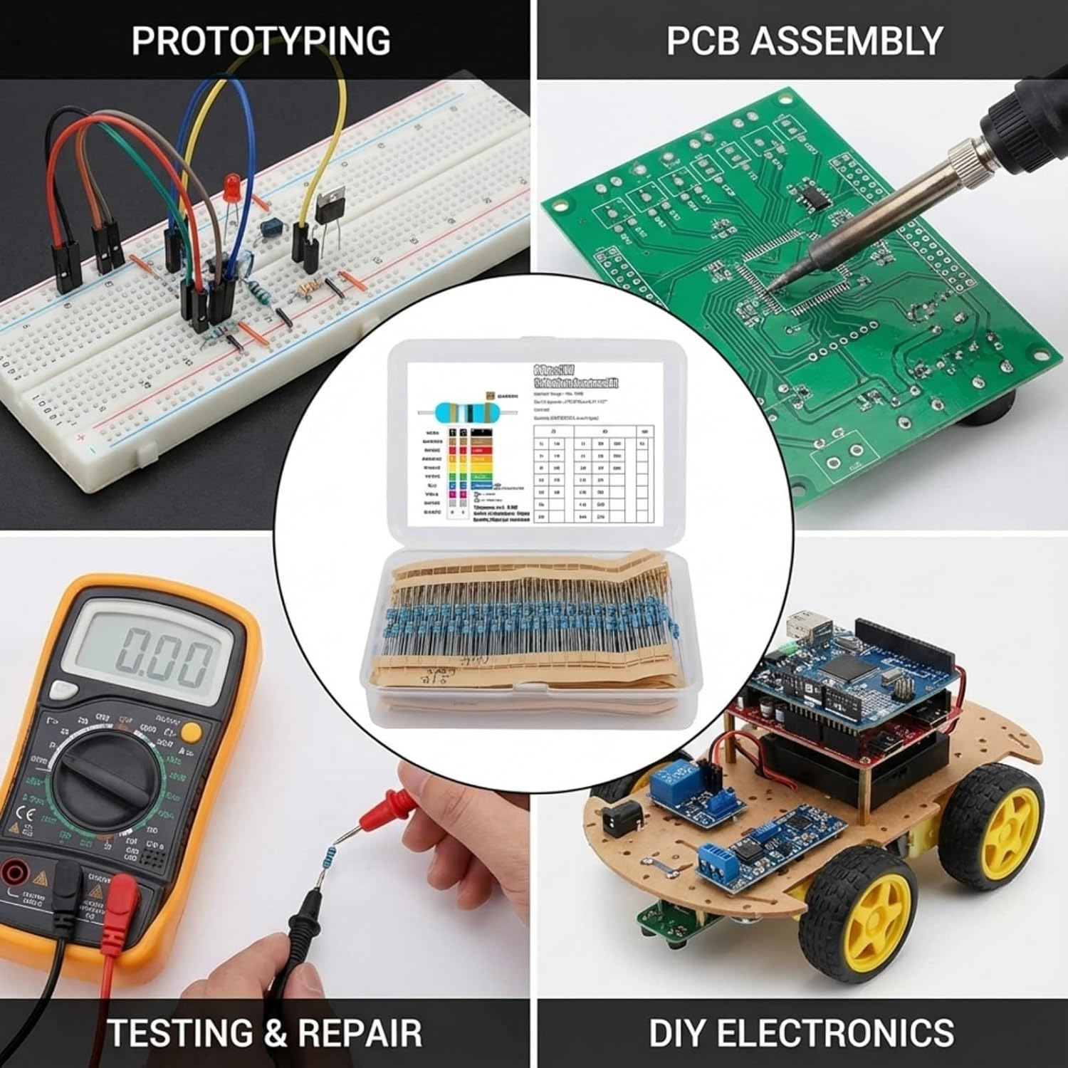 600 Pcs 1% Resistor Kit Assortment 1/4W Rohs Compliant 10 Ohm-1M Ohm Range High Precision Stable Performance for Electronic Repairs Hobbyist Projects DIY Electronics image number 2