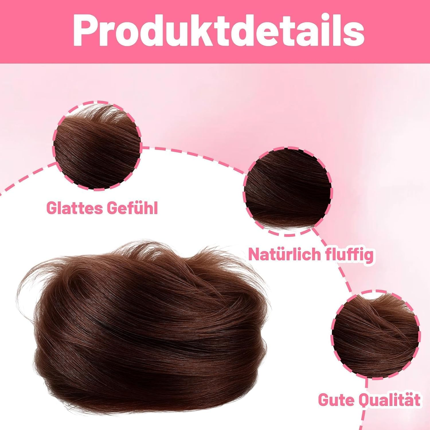 Hairpieces for Thin Hair, Real Hair Piece Bun Hair Scrunchie with Hair, Natural Look, 10 X 10 X 2 Cm