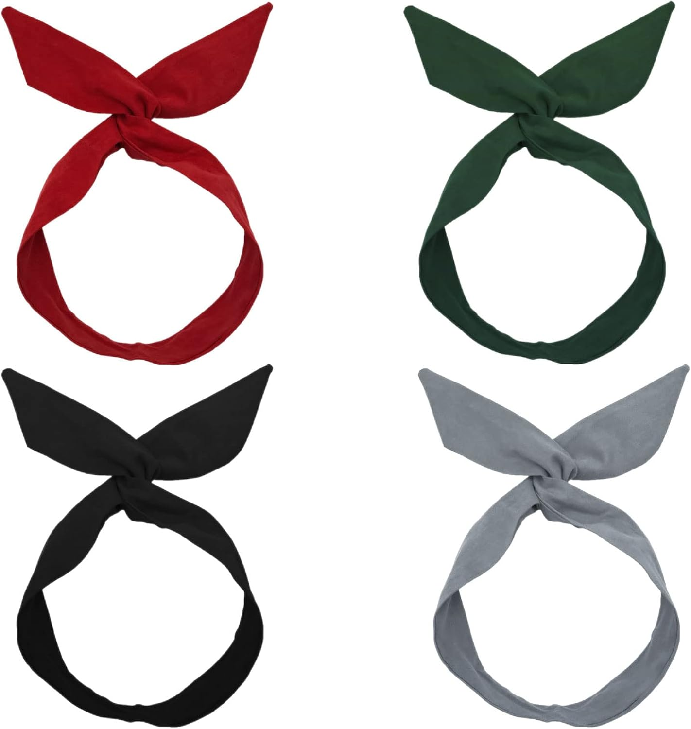 4 Pieces Headband with Bow Vintage, Headband Women Headband Women'S Hair Band Bow Hair Band Wire Retro Headband Hair Band with Wire Plain Hair Band Rockabilly Women'S Wire Bendable Hair Band image number 6
