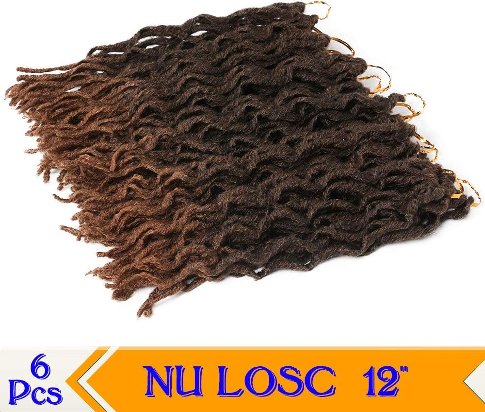 6 Packs Faux Locs Crochet Hair 12 Inch, Nu Locs Crochet Hair, Wavy Crochet Locs Short Locs Crochet Braids Crochet Dreadlocks (20 Roots/Pack) #T1B/30 image number 5
