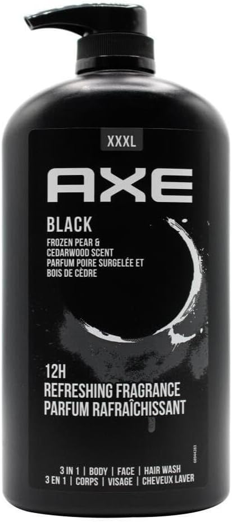 Axe 3-In-1 Apollo Black Frozen Pear & Cedarwood Body, Face and Hair Wash 1 Liter
