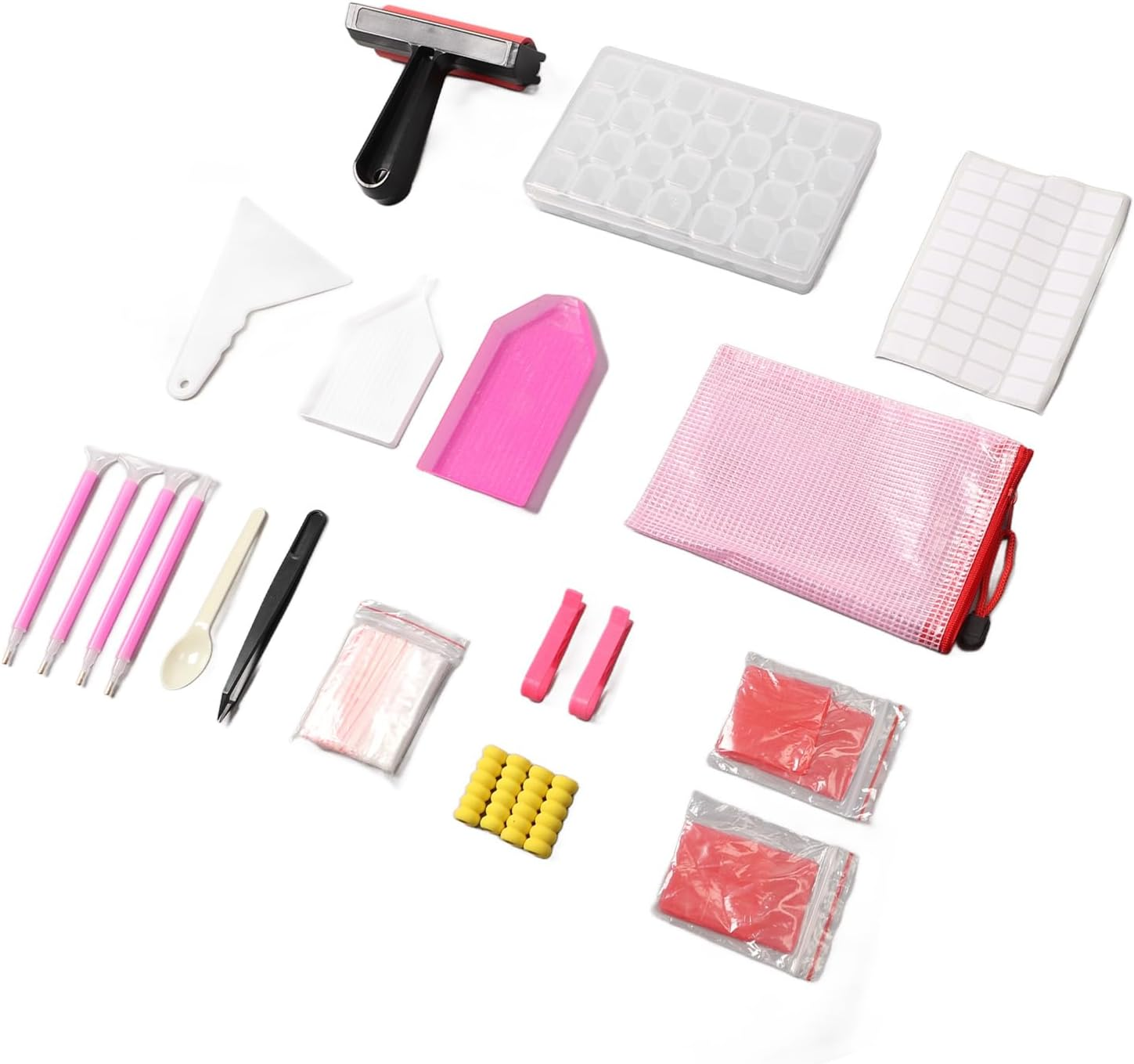 Rhinestone Painting Tool Set Complete DIY Kit with 28 Compartments Pink LED Light for Crafters image number 5