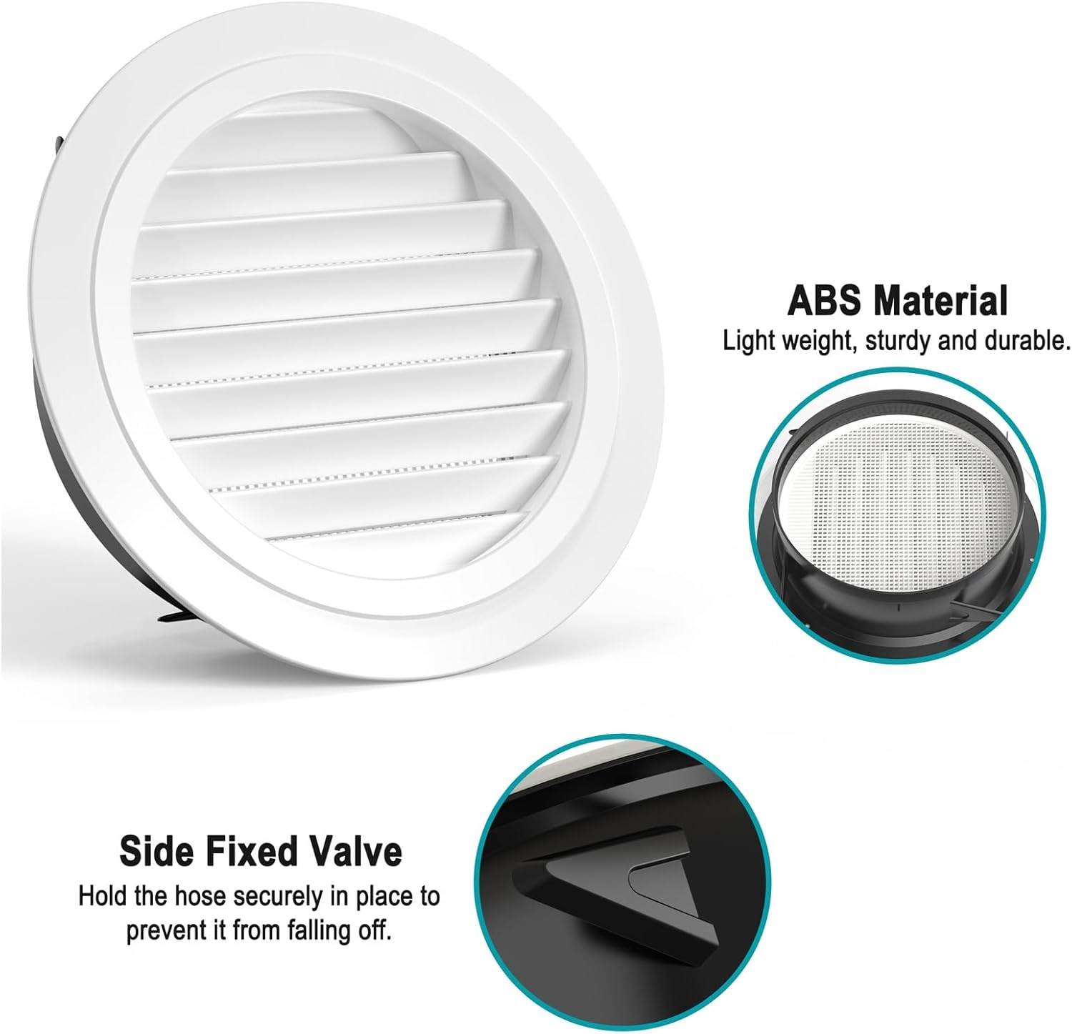 HG Power round Air Vent ABS Louver Grille Cover White Soffit Vent with Built-In Fly Screen Mesh for Bathroom Office Kitchen Ventilation, Black, PI025, 110.00V image number 5