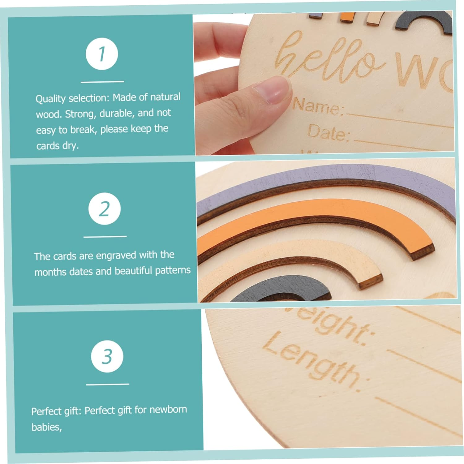 Wooden Month Card Name Sign Monthly Milestone Announcement Plaque for Nursery Personalised image number 3