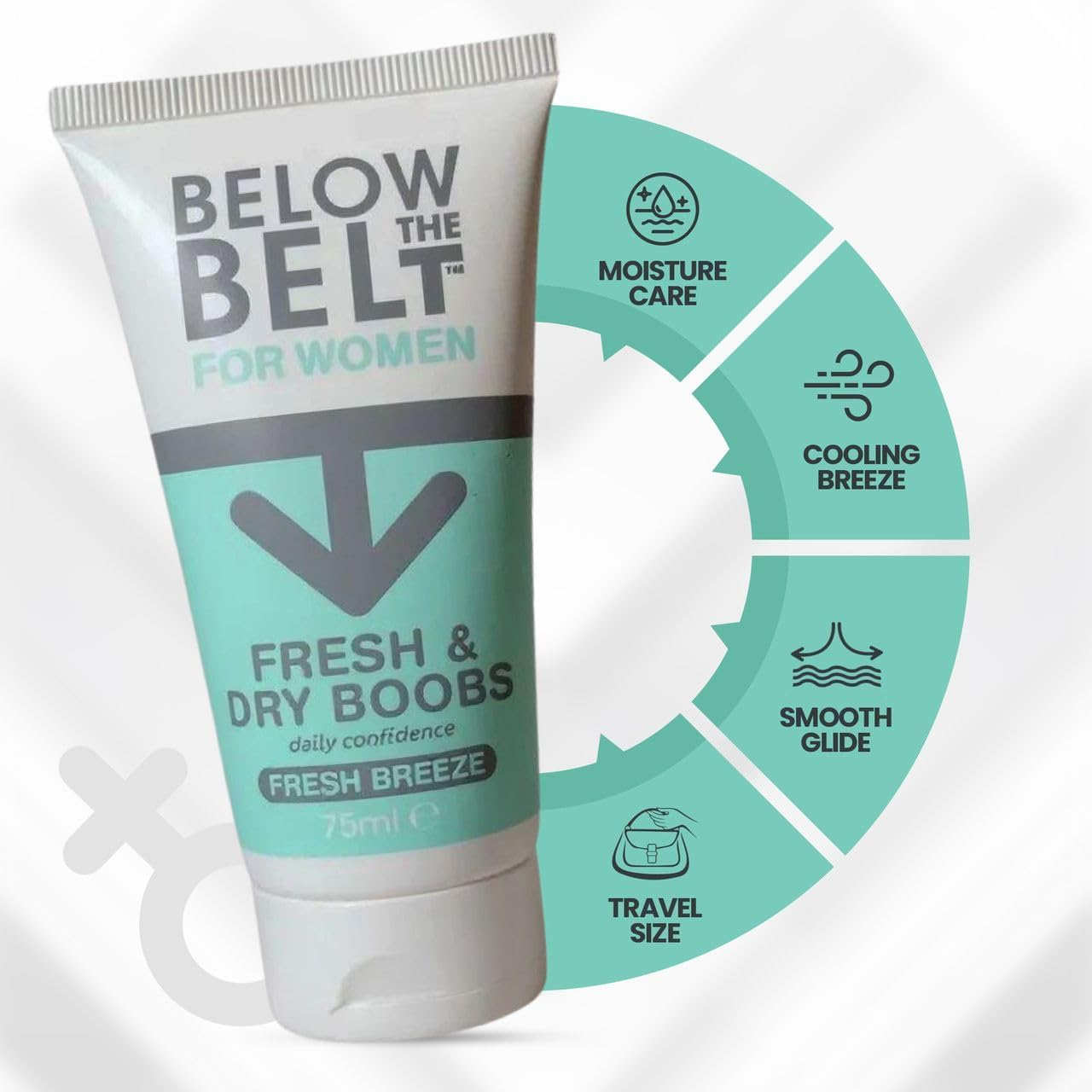 Below the Belt Fresh and Dry Boobs, under Breast Sweat Care Cream with Fresh Breeze Scent, Under-Bust Anti-Sweat and Anti-Chafing Formula, Talc Free - 75Ml image number 1