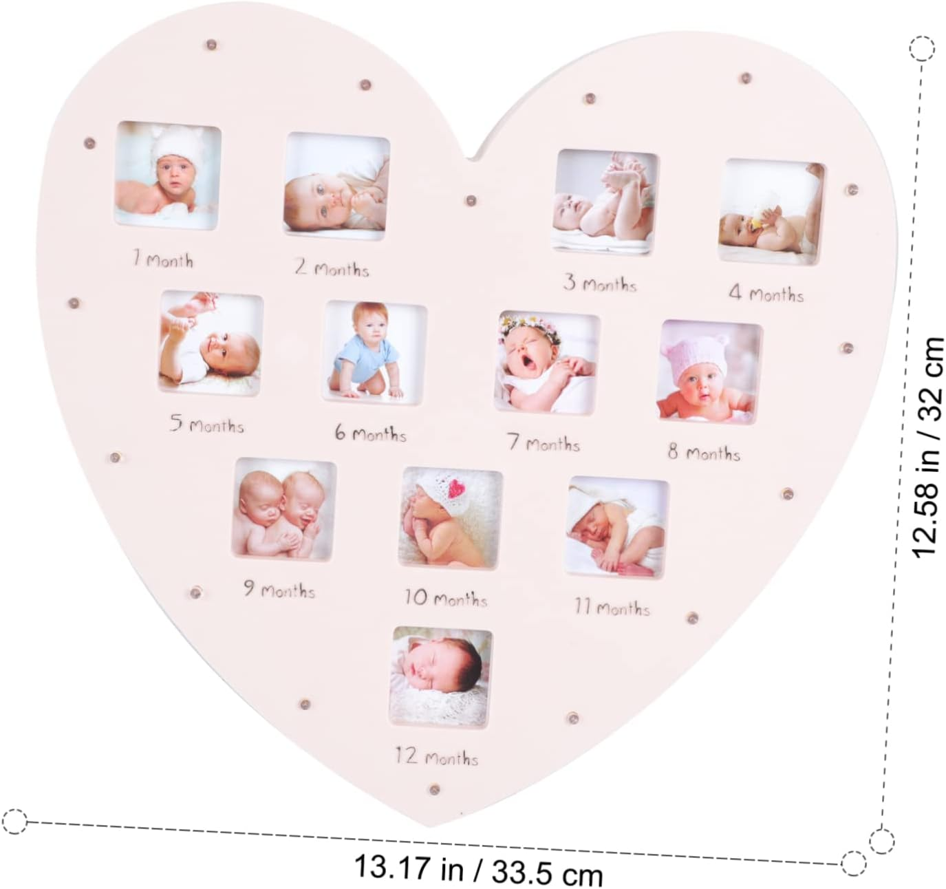 Creative Heart Shape Photo Frame with Light Milestone Photo Frame for Newborn Month Picture Display Unique Nursery Decor for Showers image number 1