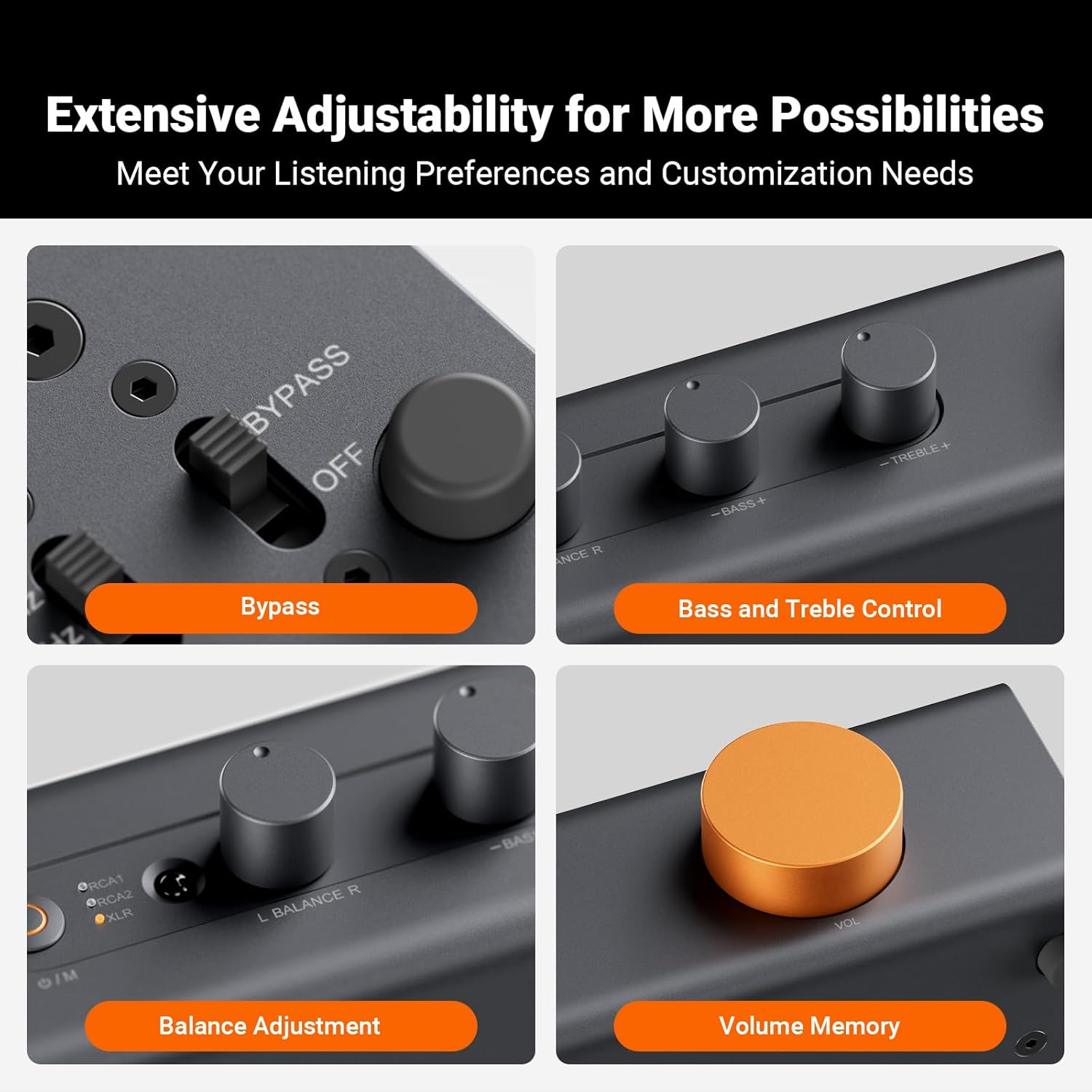 Fosi Audio ZP3 Balanced Preamp for Home Audio, 2 RCA and 1 XLR Inputs, RCA/XLR Outputs and Sub-Out, Pre Amp for 2 Channel Stereo and 2.1 Setup, Pre Amplifier with HPF High Pass Filter and Tone Control image number 5