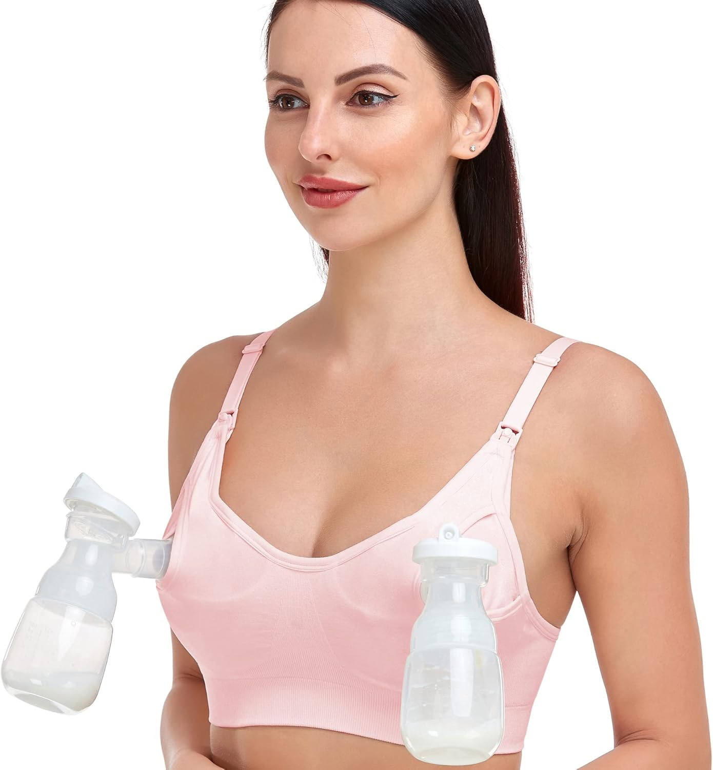 GXXGE Nursing Bra Support Pumping Bra Hands Free All in One Maternity Bra Comfortable Breast No Pad Pumps Bra image number 2