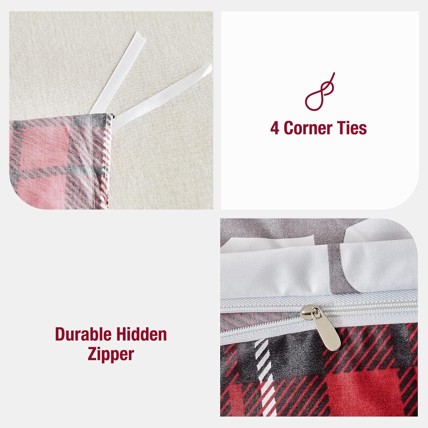 Tokokimo Christmas Duvet Cover 135/150, 3-Piece Microfibre Bedding Set, Christmas Elements, Composition: 1 Duvet Cover 240 X 220 Cm + 2 Pillowcases 50 X 75 Cm, Reindeer Motif image number 6