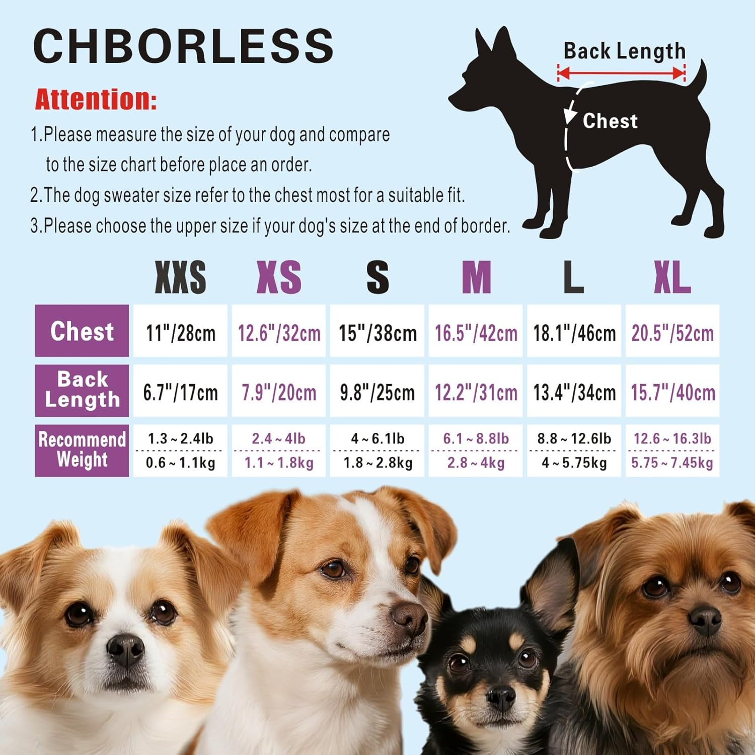 CHBORLESS Pet Dog Classic Knitwear Sweater Warm Winter Puppy Pet Coat Soft Sweater Clothing for Small Dogs (M, Dark Blue) image number 1