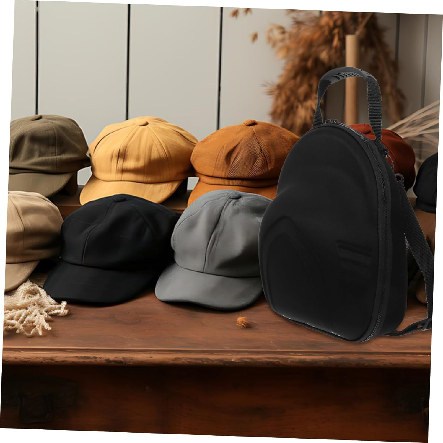 TOGEVAL Cap Storage Bag for Baseball Hats Travel Case Adjustable Shoulder Strap Hard Eva Material Organizer Box for Travel image number 6