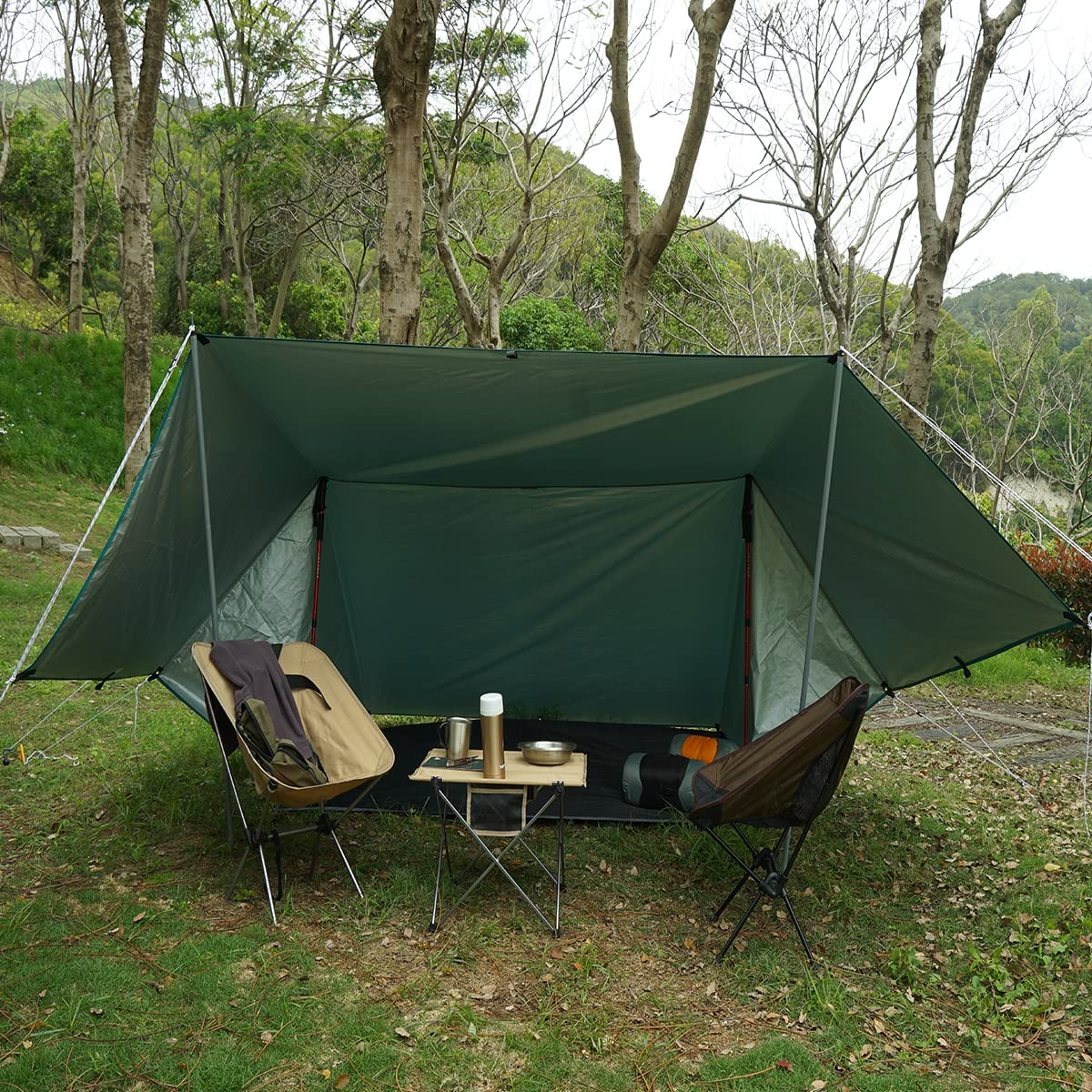 Large Waterproof Camping Tarp Tent Shelter Lightweight Backpacking Hiking Hammock Rain Fly Sun Shade (Olive Green||3X4M Tarp with 19 Loops) - Olive Green||3X4M Tarp With 19 Loops image number 5