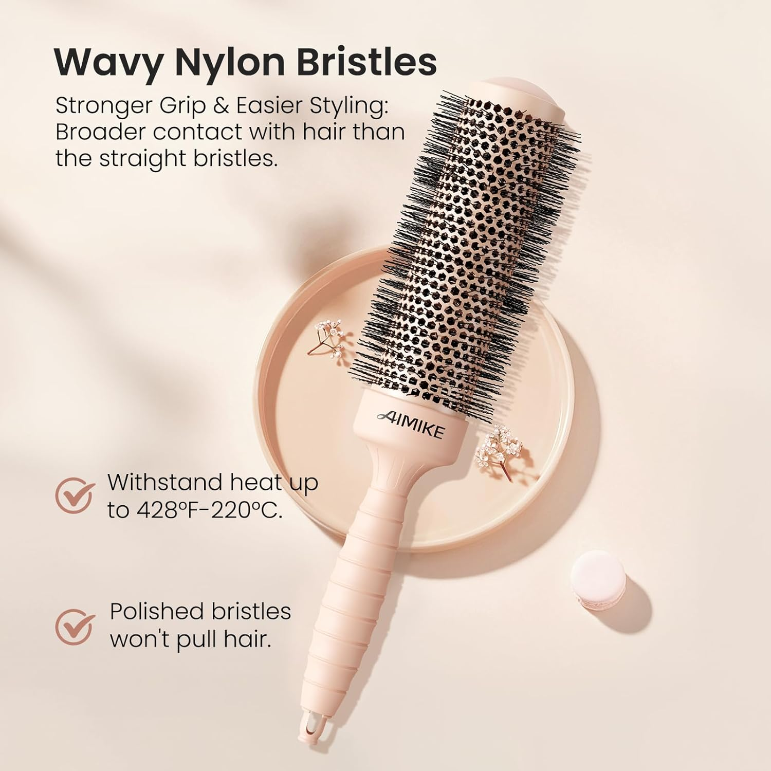 AIMIKE round Brush for Blow Out, Extra Long round Hair Brush W/Nano Thermal Ceramic & Ionic Tech, for Blow Drying & Styling, Curling and Shine - Barrel 1.7 Inch image number 5