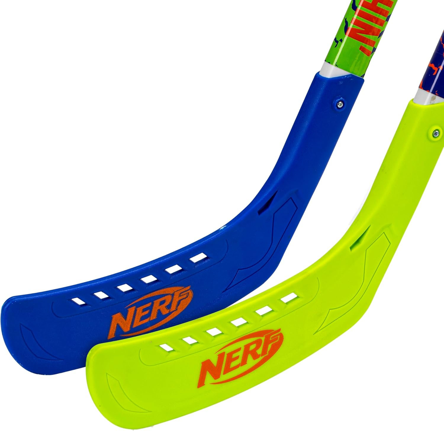 NERF Proshot Kids Hockey Sticks + Ball Set - 2 Player Youth Indoor + Outdoor NERF Hockey Set - 2 in 1 Knee + Floor Hockey Sticks - (2) NERF Proshot Youth Hockey Sticks + (1) Foam Hockey Ball Included