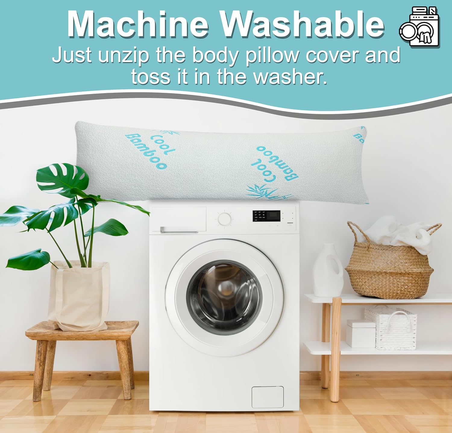 Cooling Bamboo Full Body Pillow for Sleeping, Shredded Memory Foam, Long Pregnancy Pillows for Adults, Washable & Removable Zippered Breathable Hypoallergenic Bamboo Cover Firm Side Sleeper Hug Pillow