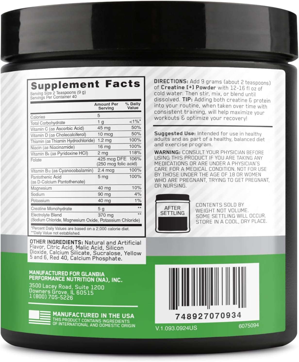 Optimum Nutrition Creatine + Orange Passion Fruit 360 G image number 4