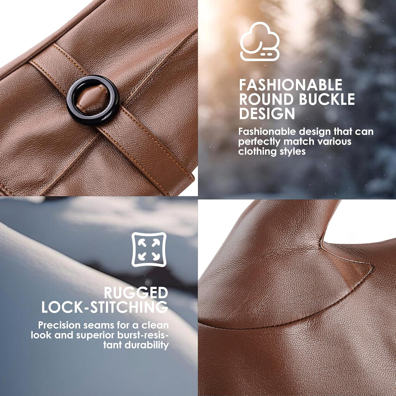 Womens Winter Leather Touchscreen Texting Warm Driving Lambskin Gloves 100% Pure image number 6