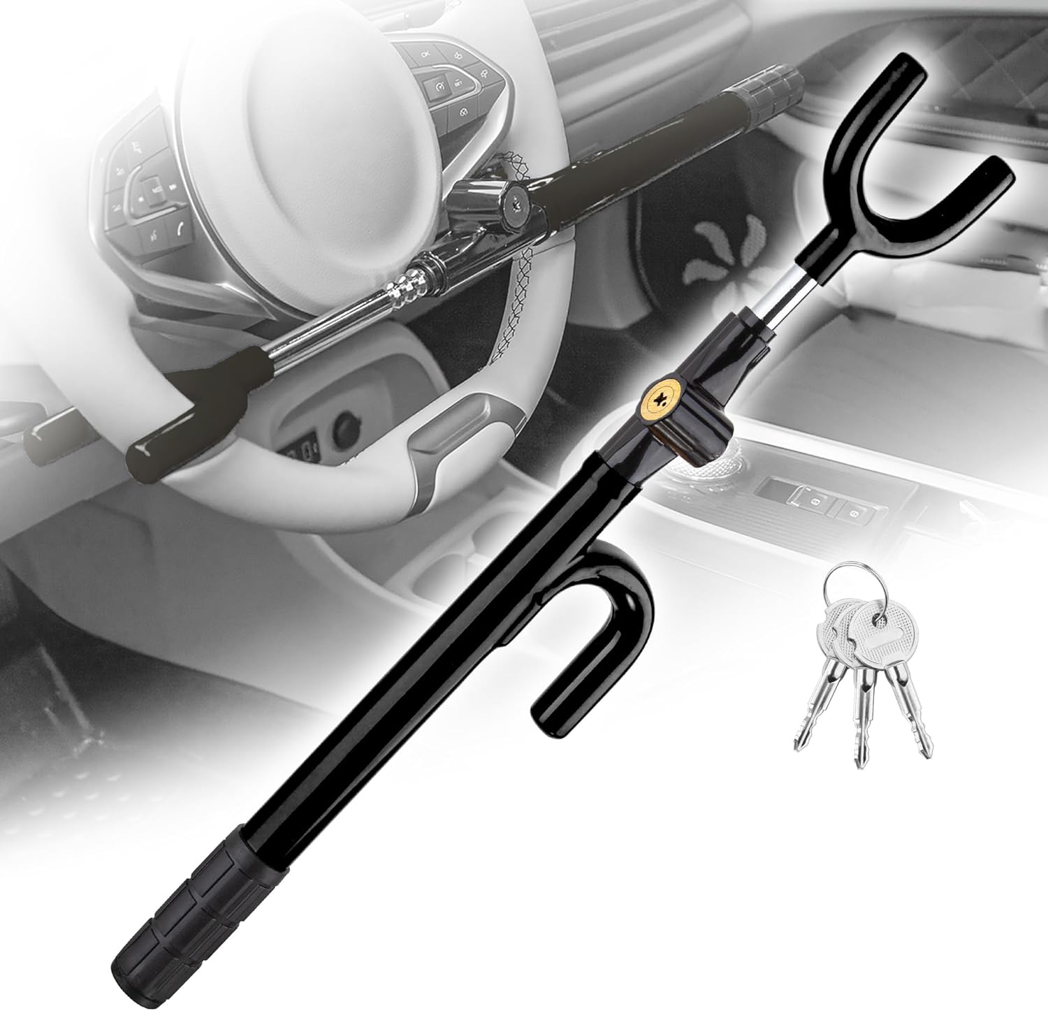 Cartman Vehicle Steering Wheel Lock Car anti Theft Security Lock with Adjustable Length Fit for Cars Trucks Vans and Suvs