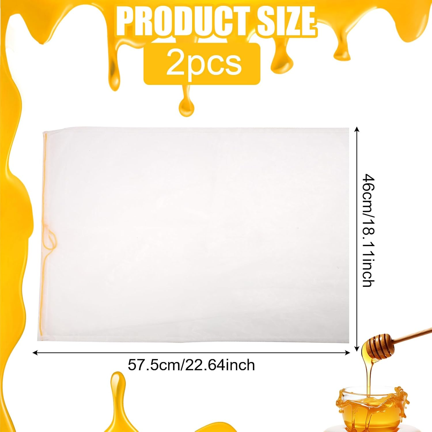 2Pcs Honey Filter Bag for 5 Gallon Bucket, 22.64X18.11 Inch Fine Mesh Nylon Strainer Bag with Adjustable Drawstring Reusable Honey Filter Cloth Nut Milk Bag Beginner Beekeeping Supplies for Farmers image number 2