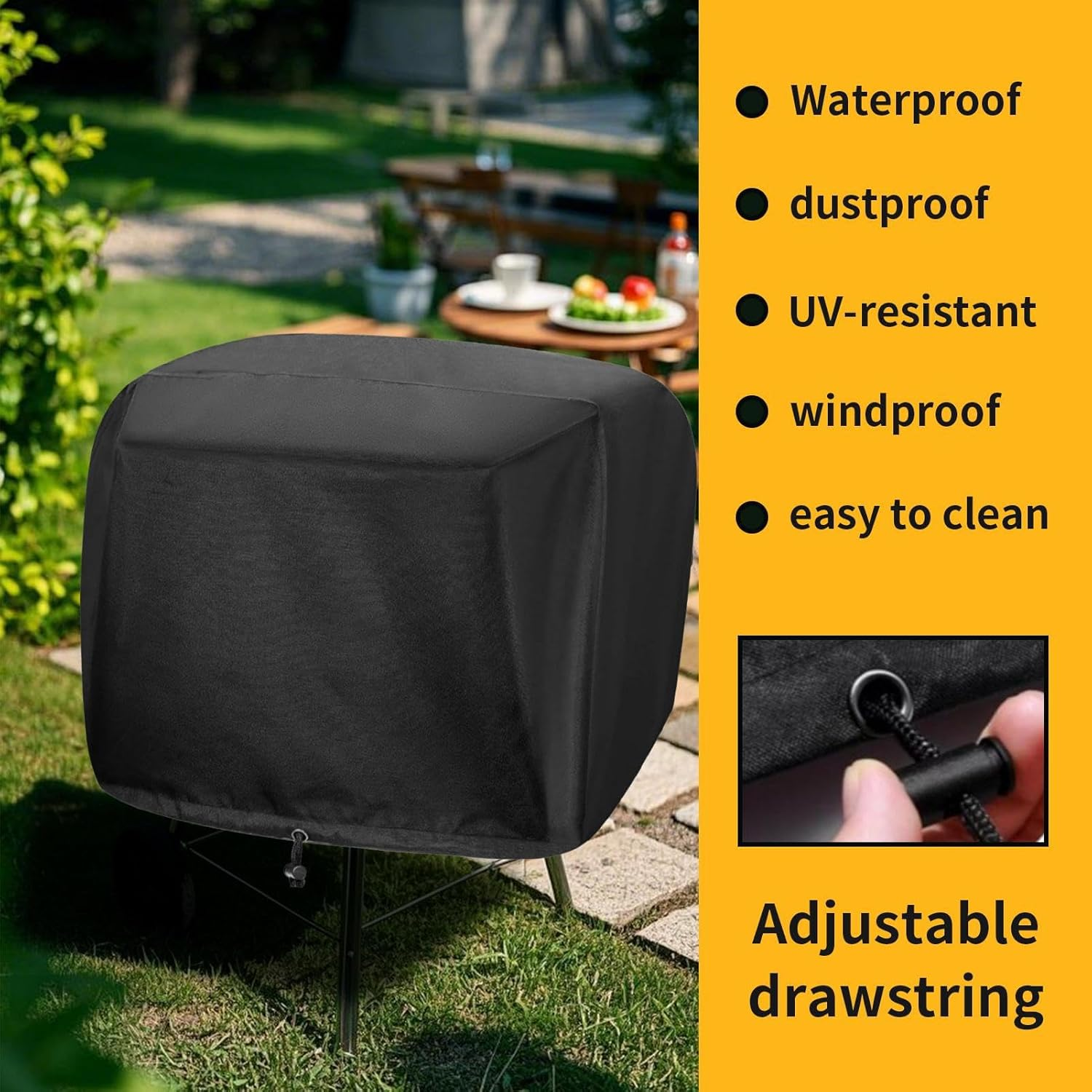 BBQ Grill Cover - Small Appliance Covers | Adjustable Drawstring Waterproof Heavy Dust Jacket Protection for Kitchen Outdoor Cooking outside Table image number 5