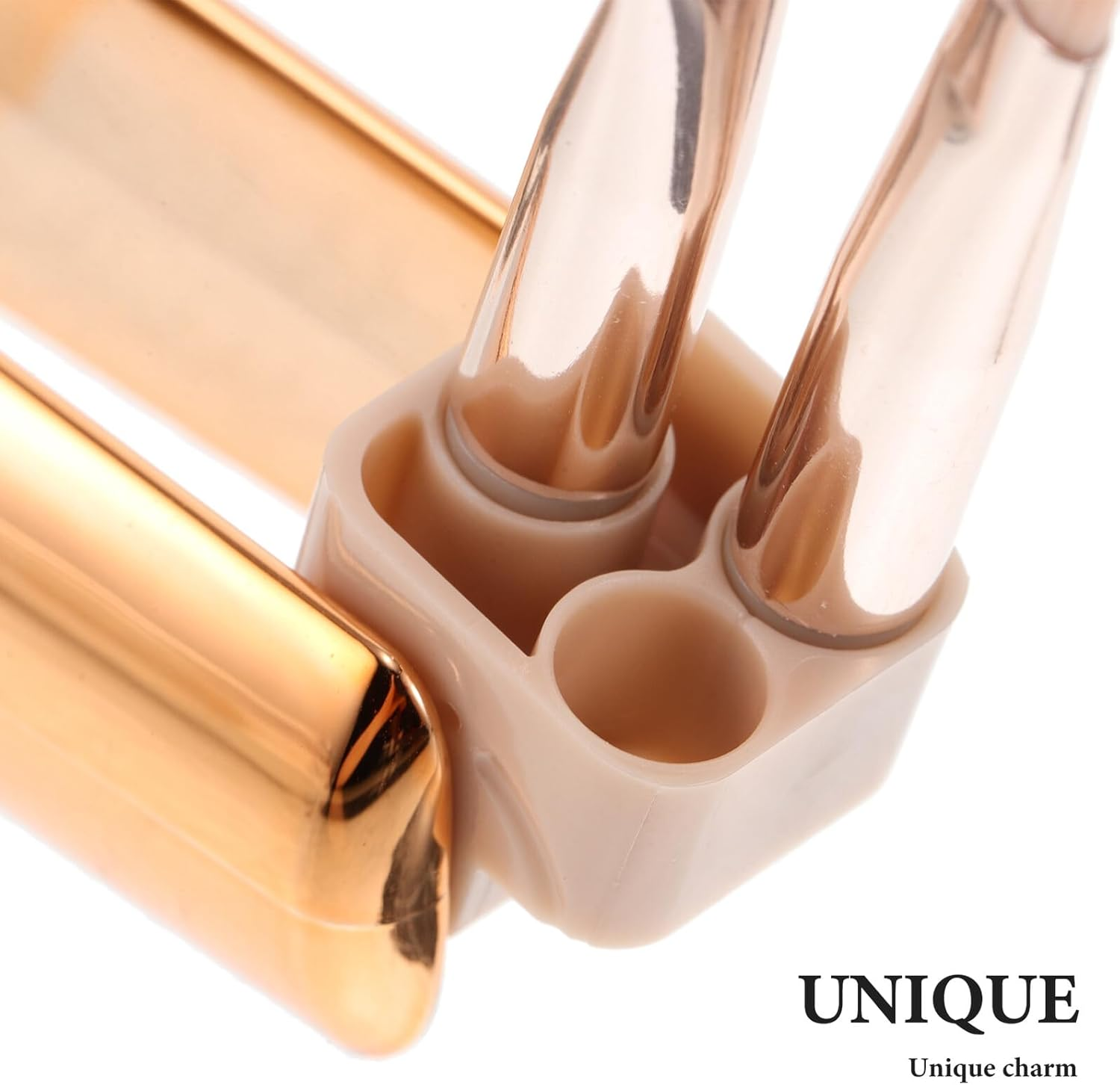 BELLIFFY Retractable 5-In-1 Makeup Brush Set Portable Blush Eyeshadow Concealer Brush with Silicone Head Rose Gold for Women