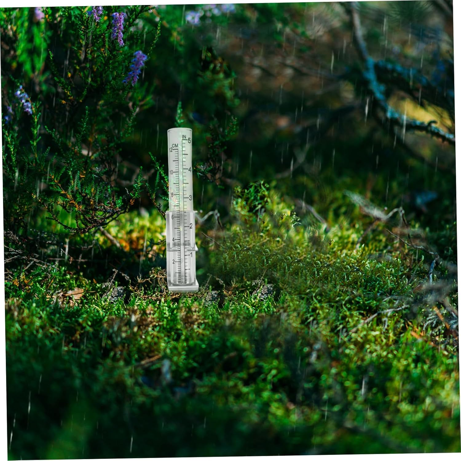 Stainless Steel Rain Gauge Bracket Outdoor Column Design Rain Measuring Tool for Garden Glass Tube Accurate Rainfall Measurement image number 4