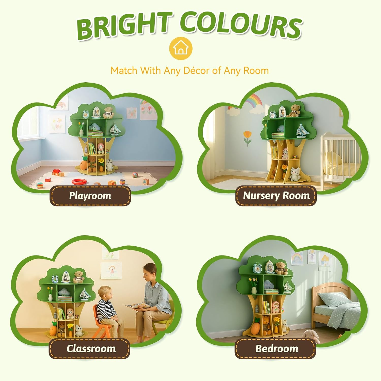 Tree Bookshelf for Kids - 130Cm Multi-Functional Tree Bookcase with Safety Anchor | Large Storage for Toys & Books | Non-Toxic Finish image number 6