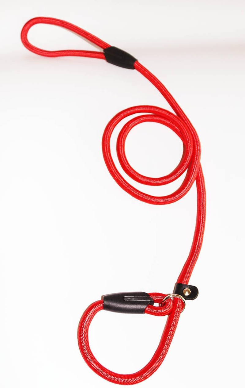 Strong Slip Rope Dog Training Leash Durable Braided Nylon with Rubber Padded Handle - No Pull Walking for Medium Large Dogs (Red, 6Mm*140Cm) image number 3