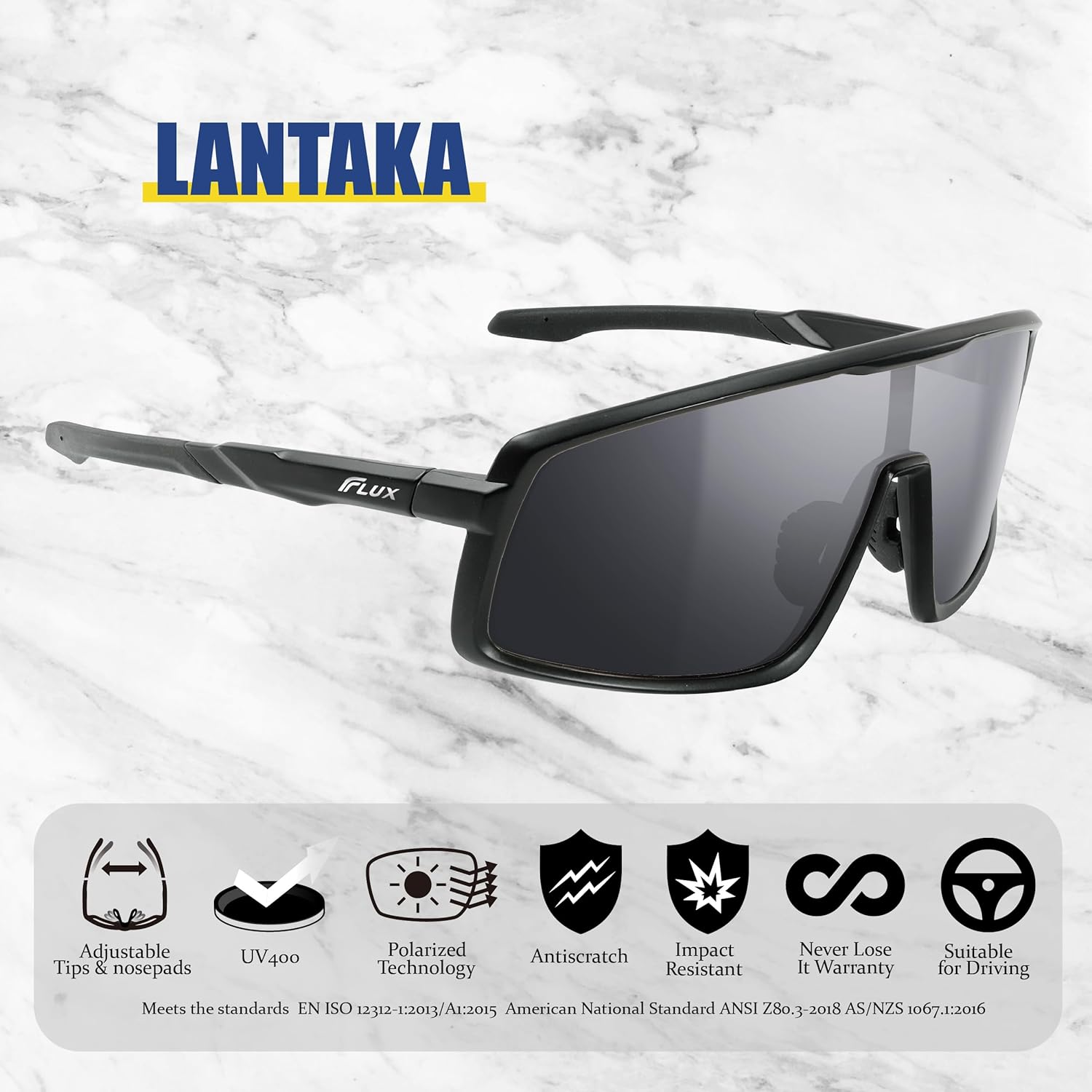 Flux LANTAKA Polarized Sunglasses for Men and Women UV400 Protection, Anti-Slip, Lightweight - Matte Titanium Blue image number 4