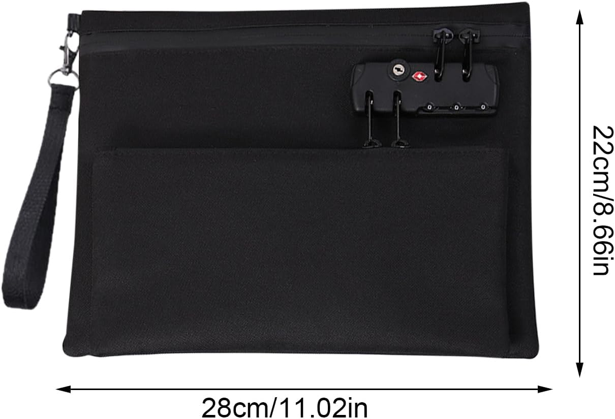 Krmoau Wallet with Zip and Lock - Zip Pocket - Double Layer Security Wallet for Secure Storage of Cash, Documents and Passports for Travel, Business - Black image number 6