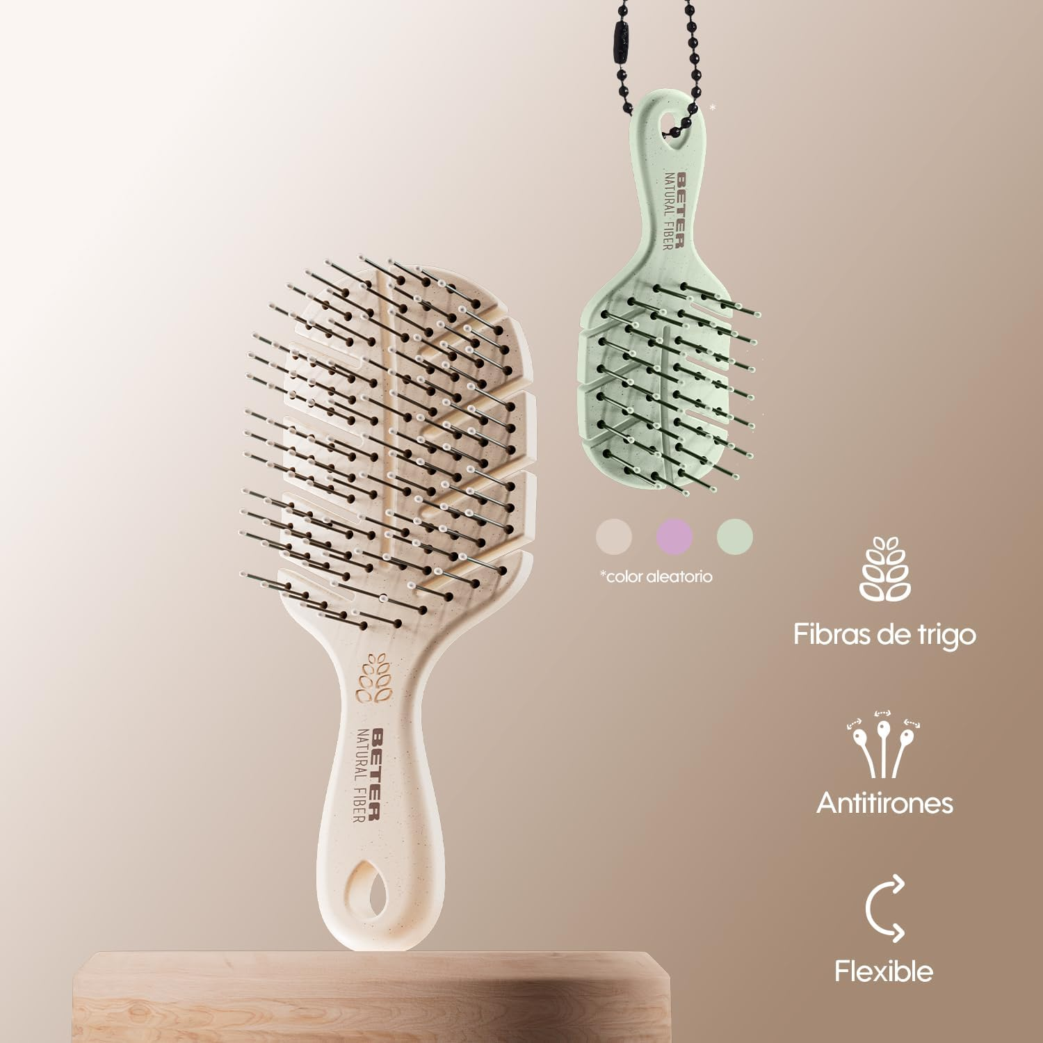 Beter - Natural Fiber Mini+Charm Mini Anti-Pull Hairbrush, Detangling, Anti-Tangle and Anti-Breakage, Eco-Friendly image number 5