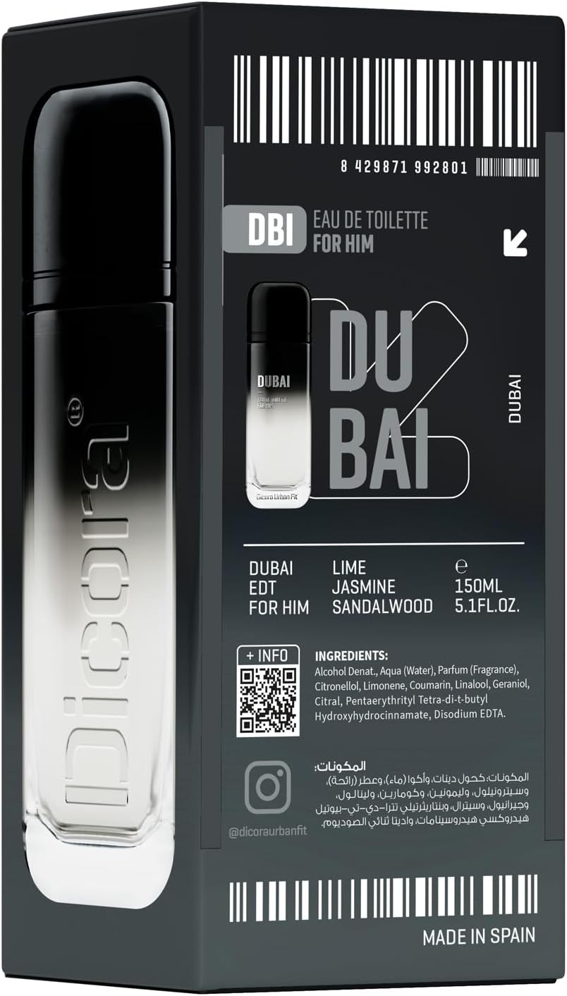 Dubai by Dicora Urban Fit - Cologne for Men - Top Notes of Lime and Grapefruit - Middle Notes of Mint and Jasmine - 5.07 Oz EDT Spray image number 2