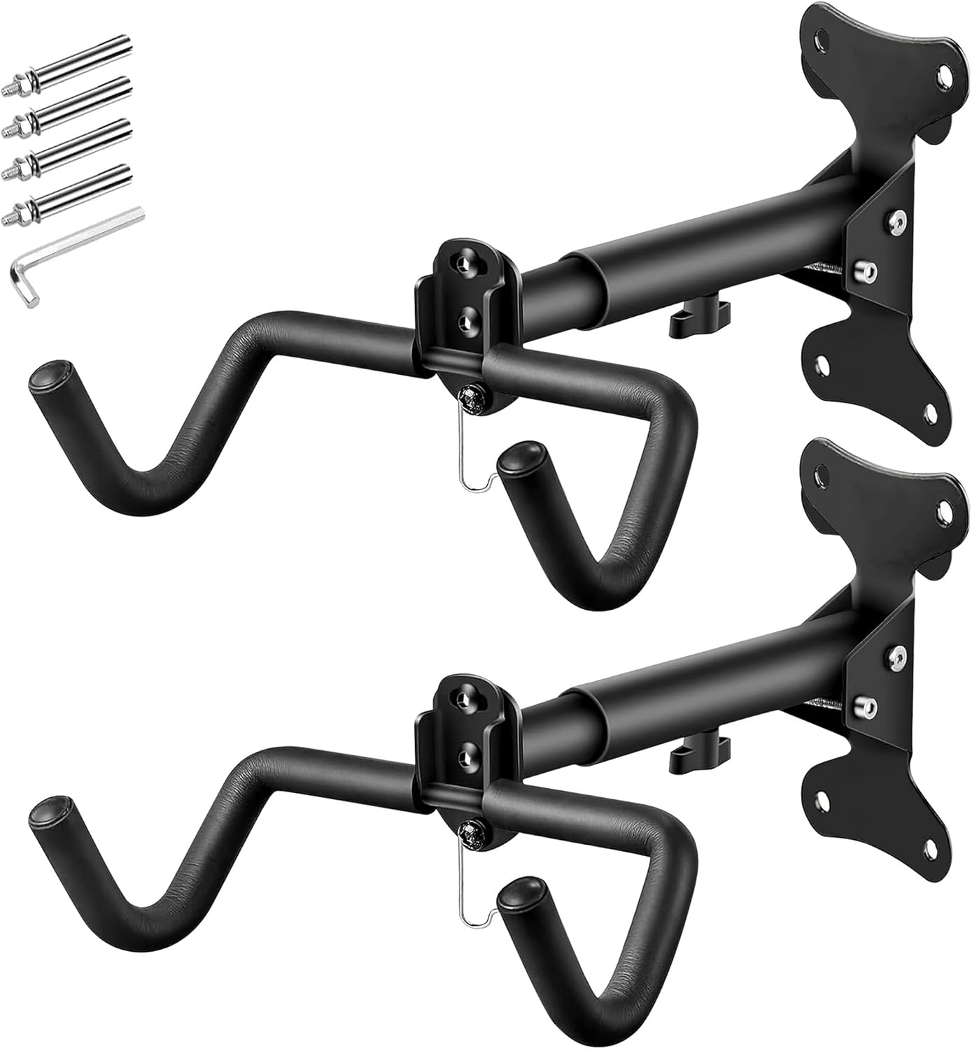 Bike Hanger Wall Mount, 2 Pack Heavy Duty Horizontal Wall Mount Bicycle Storage Garage Adjustable Bicycle Hooks for Mountain Hybrid Road Bikes image number 3